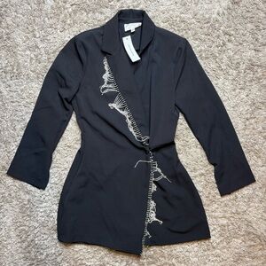 Elegant Black Women's Dress with Silver Accents